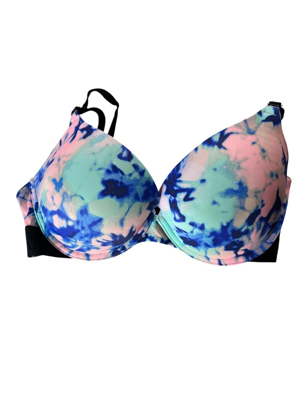 PINK Victoria's Secret Bra Womens 34D Tie Dye Push Up Underwire Padded Logo